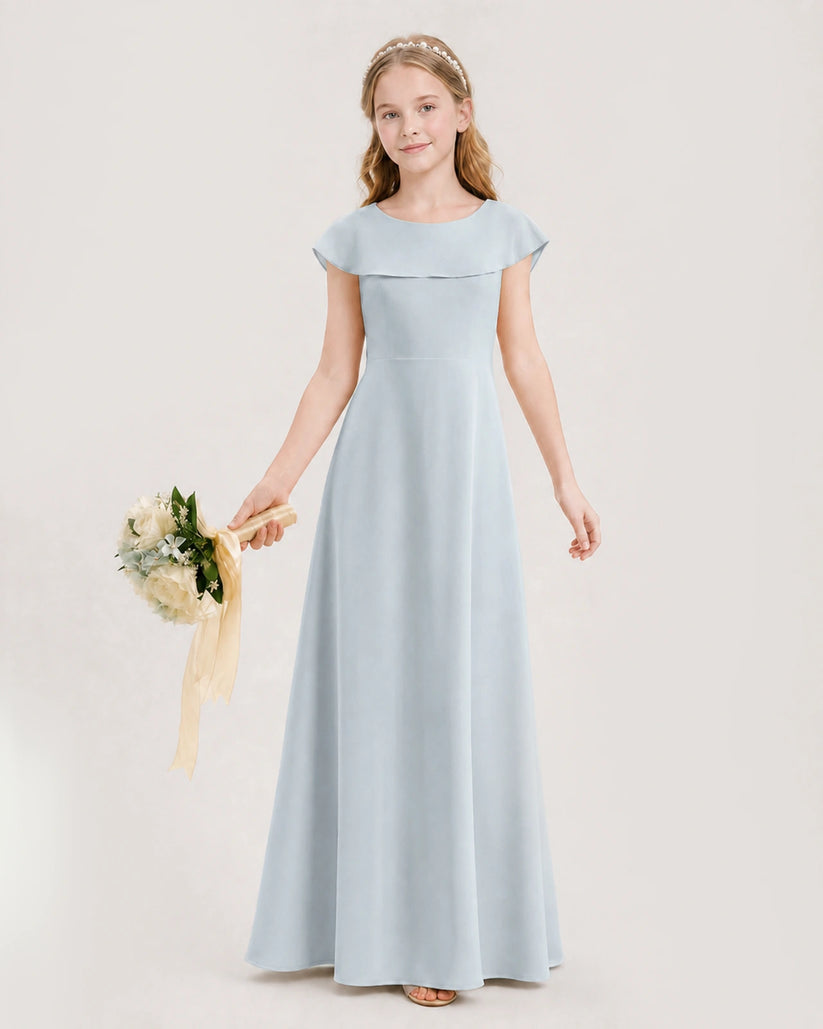 Mist Chiffon A-Line Junior Bridesmaid Dresses Front View