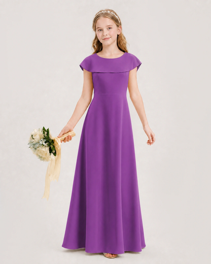 Purple Chiffon A-Line Junior Bridesmaid Dresses Front View