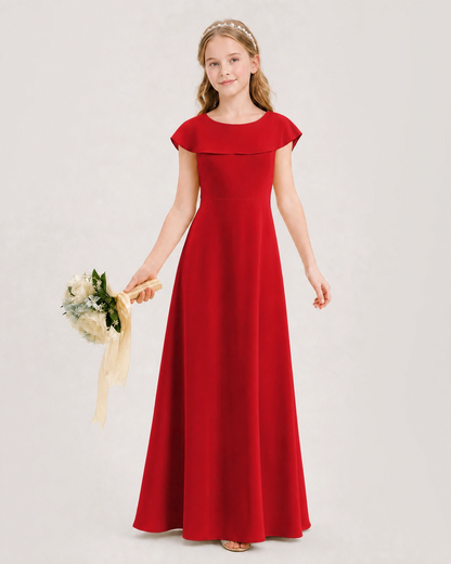 Red Chiffon A-line Junior Bridesmaid Dresses Front View