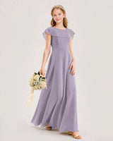 Wisteria Chiffon A-line Junior Bridesmaid Dresses Side View