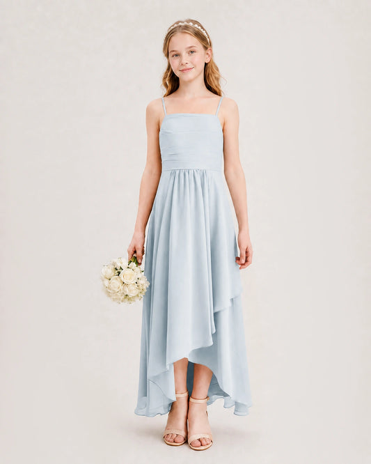 Mist Chiffon A-line Junior Bridesmaid Dress Front View