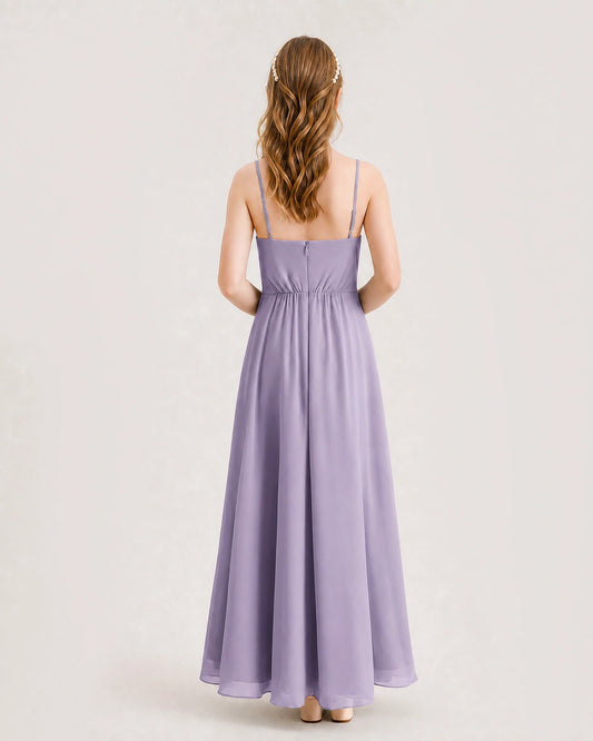 Wisteria Chiffon A-line Junior Bridesmaid Dress Back View