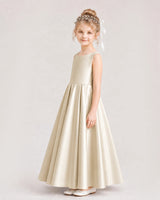 Champagne Satin A-line Flower Girl Dress Side View