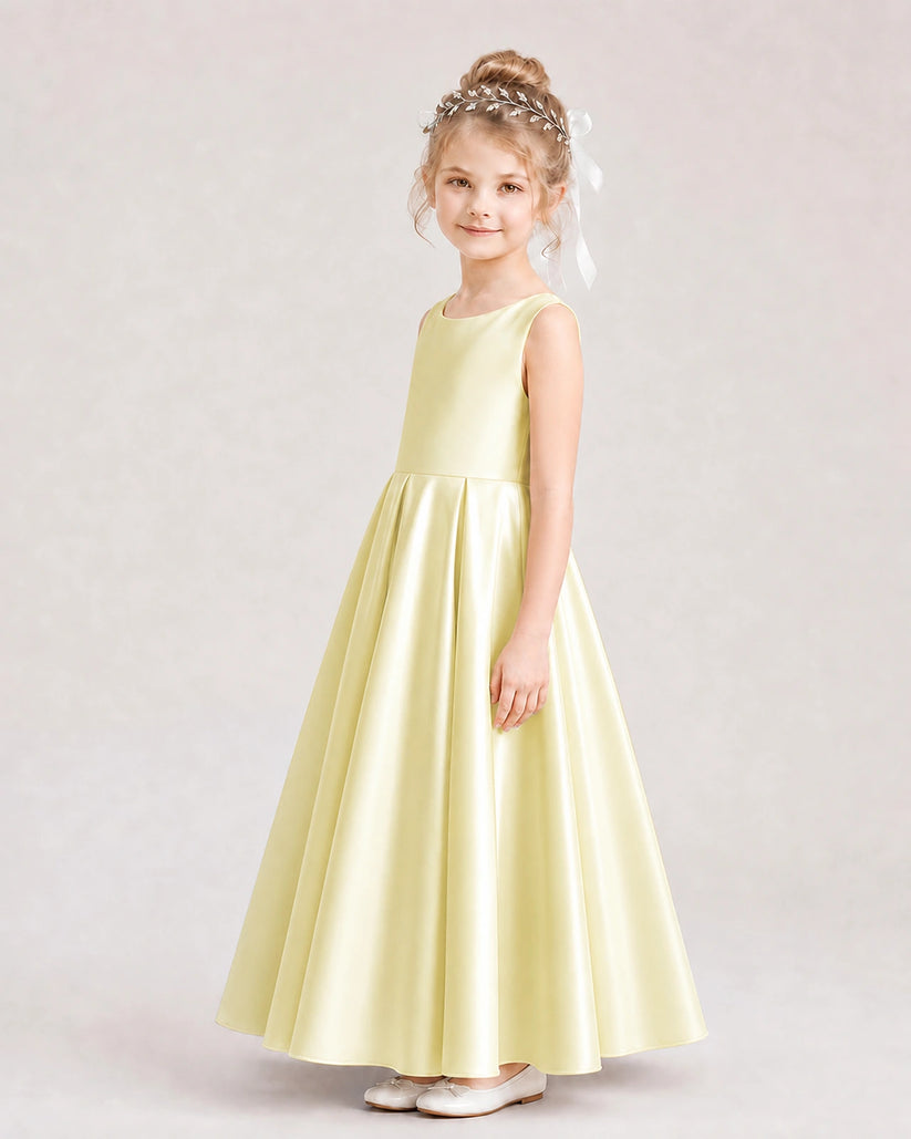 Daffodil Satin A-line Flower Girl Dress Side View