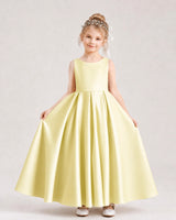 Daffodil Satin A-line Flower Girl Dress Front View