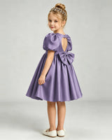 Wisteria Satin A-line Flower Girl Dress Back View