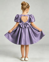Wisteria Satin A-line Flower Girl Dress Back View