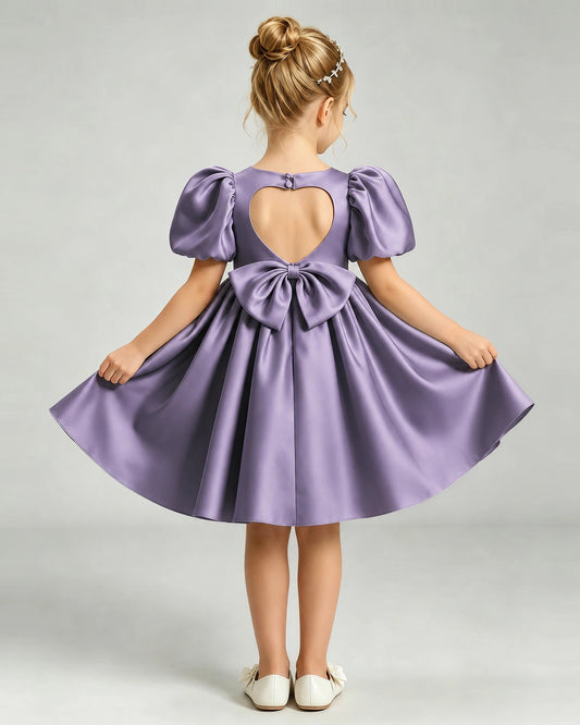 Wisteria Satin A-line Flower Girl Dress Back View