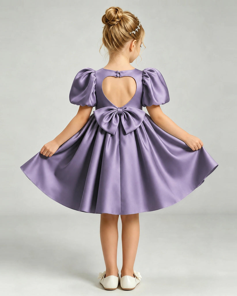 Wisteria Satin A-line Flower Girl Dress Back View