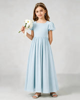 Baby Blue Chiffon A-line Junior Bridesmaid Dress Front View
