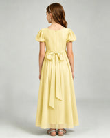 Daffodil Chiffon A-line Junior Bridesmaid Dress Back View