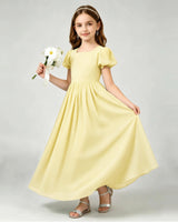 Daffodil Chiffon A-line Junior Bridesmaid Dress Front View