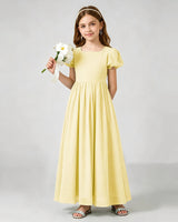 Daffodil Chiffon A-line Junior Bridesmaid Dress Front View