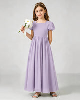 Lavender Chiffon A-line Junior Bridesmaid Dress Front View