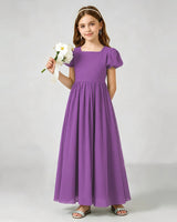 Purple Chiffon A-line Junior Bridesmaid Dress Front View