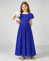 Royal Blue Chiffon A-line Junior Bridesmaid Dress Front View