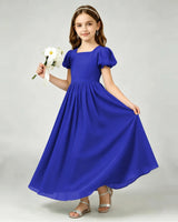 Royal Blue Chiffon A-line Junior Bridesmaid Dress Front View
