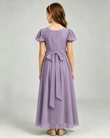 Wisteria Chiffon A-line Junior Bridesmaid Dress Back View