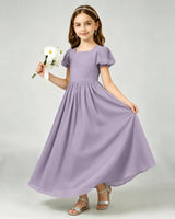 Wisteria Chiffon A-line Junior Bridesmaid Dress Front View
