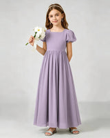 Wisteria Chiffon A-line Junior Bridesmaid Dress Front View