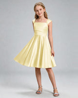 Daffodil Satin A-line Girls Formal Dress Front View