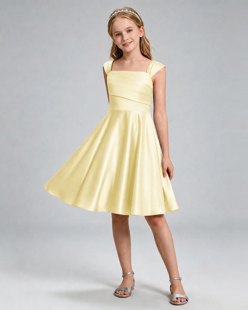 Daffodil Satin A-line Girls Formal Dress Front View