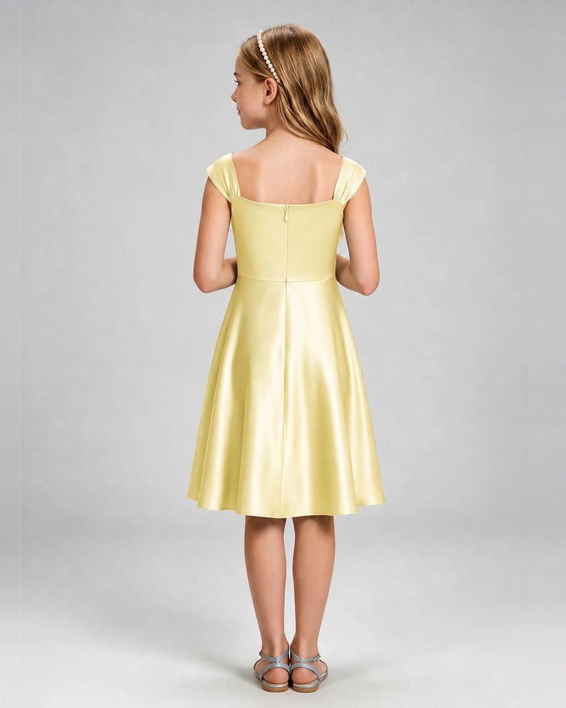Daffodil Satin A-line Girls Formal Dress Back View