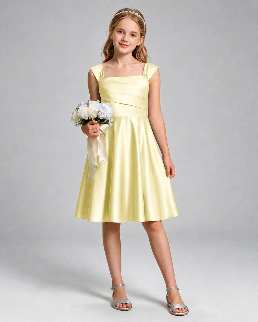 Daffodil Satin A-line Girls Formal Dress Front View