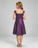 Grape Satin A-line Girls Formal Dress Back View