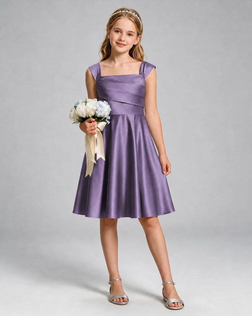 Wisteria Satin A-line Girls Formal Dress Front View