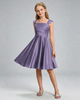 Wisteria Satin A-line Girls Formal Dress Front View