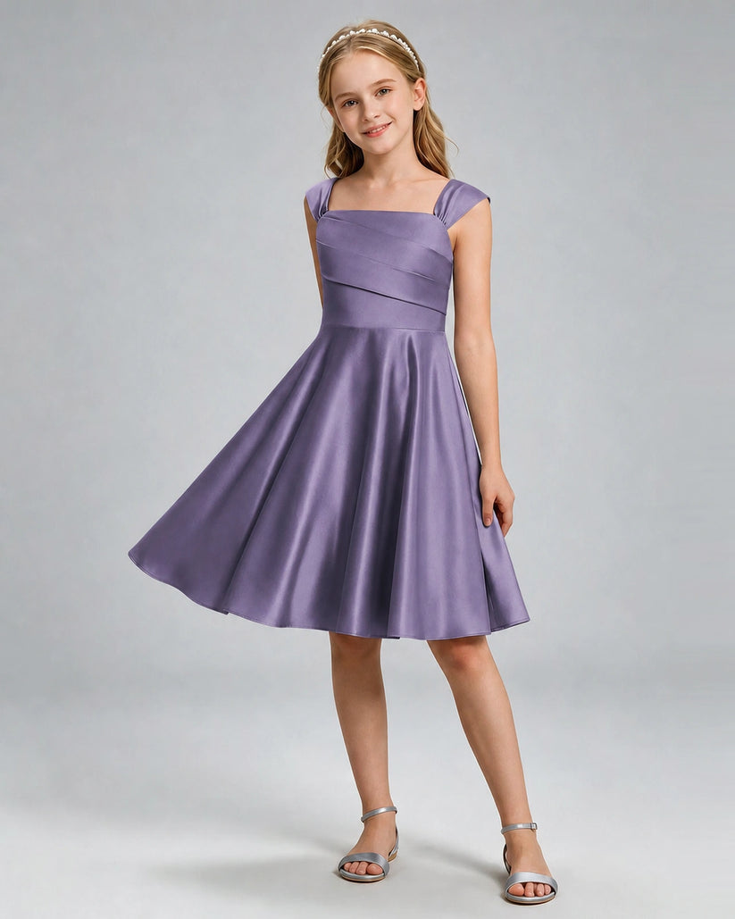 Wisteria Satin A-line Girls Formal Dress Front View