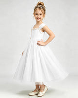 Ivory Tulle A-line Girls Formal Dress Front View