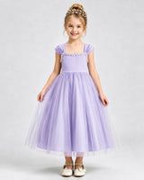 Lavender Tulle A-line Girls Formal Dress Front View