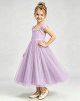 Lilac Tulle A-line Girls Formal Dress Side View