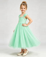 Mint Green Tulle A-line Girls Formal Dress Front View