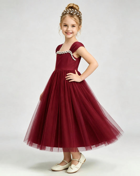 Windred Tulle A-line Girls Formal Dress Side View