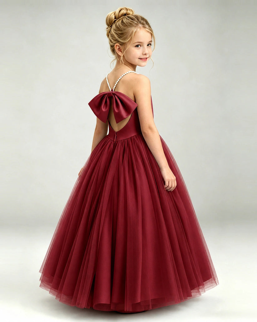 Windred Tulle A-line Girls Formal Dress Back View