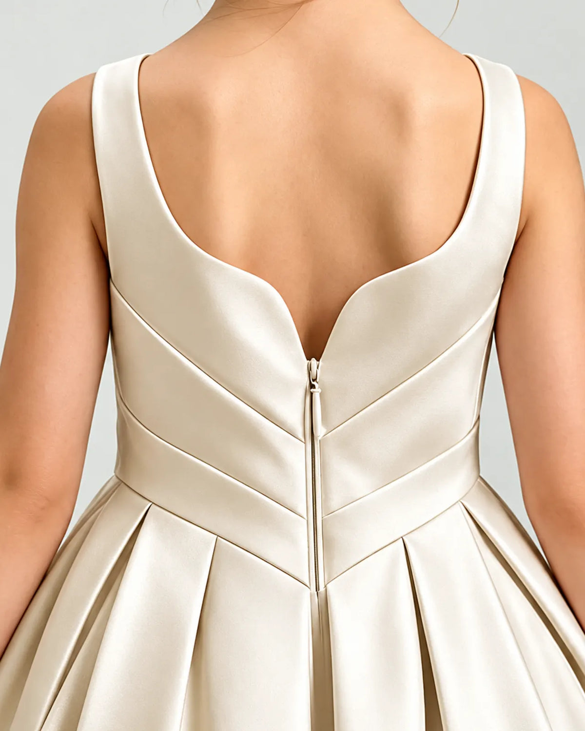 Champagne Satin A-line Girls Formal Dress Side View [Shared]