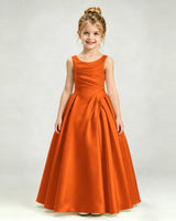 Burnt Orange Satin A-line Girls Formal Dress Front View