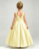 Daffodil Satin A-line Girls Formal Dress Back View