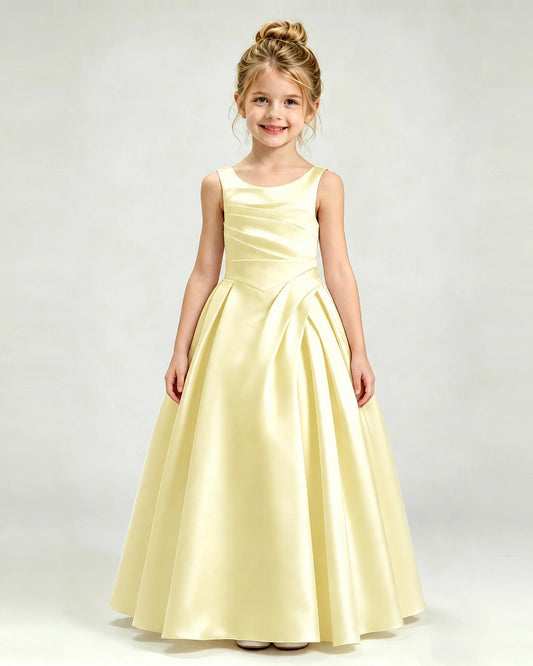 Daffodil Satin A-line Girls Formal Dress Front View
