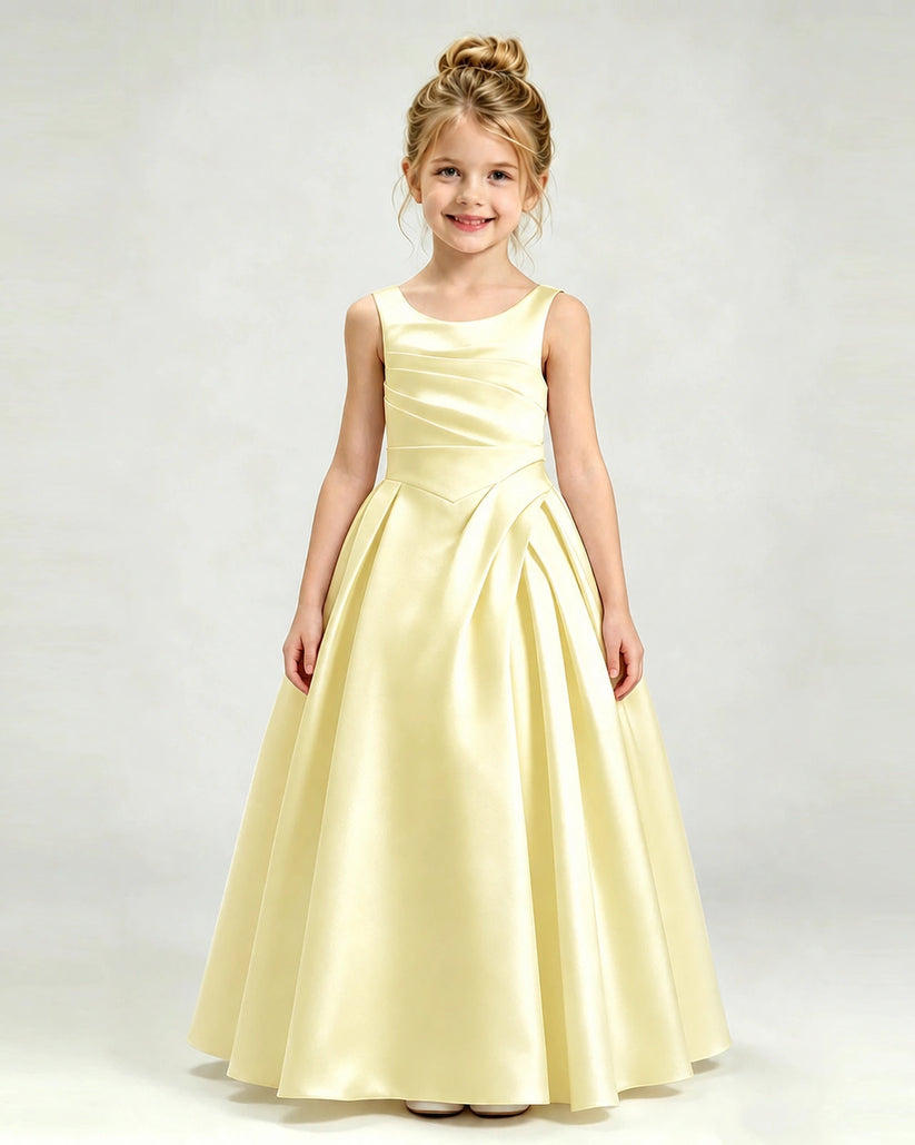 Daffodil Satin A-line Girls Formal Dress Front View