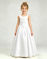 Ivory Satin A-line Girls Formal Dress Front View