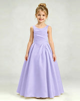 Lavender Satin A-line Girls Formal Dress Front View