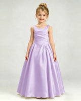 Lilac Satin A-line Girls Formal Dress Front View