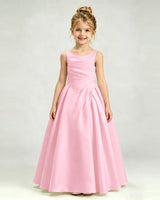 Pink Satin A-line Girls Formal Dress Front View
