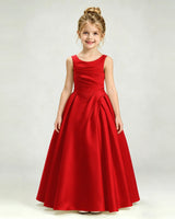 Red Satin A-line Girls Formal Dress Front View