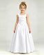White Satin Flower Girl Dress Sleeveless Pleated Floor-Length Ball Gown Front View