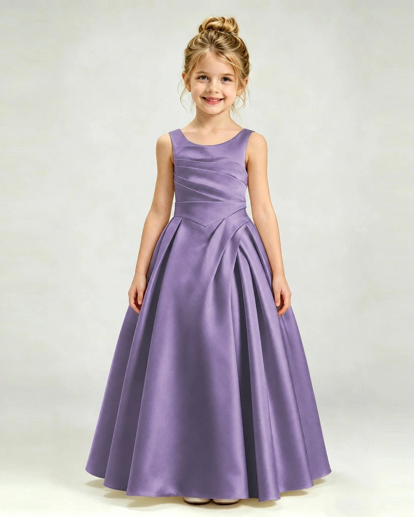 Wisteria Satin A-line Girls Formal Dress Front View